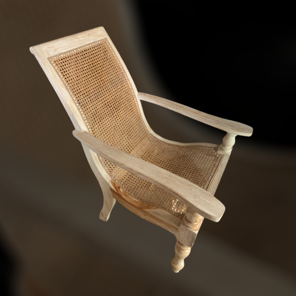 Teak Wood and Rattan Planter's Chair