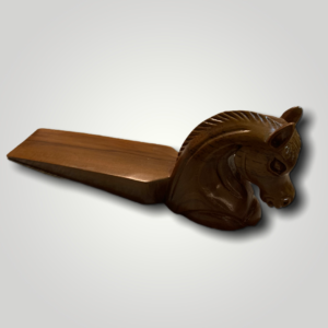 Carved Horse Teak Wood Door Stopper