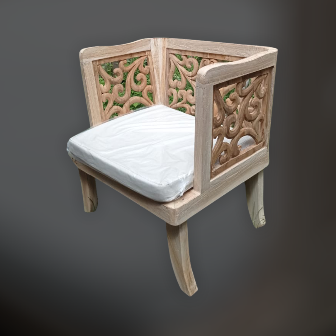 Teak wood carving armchair